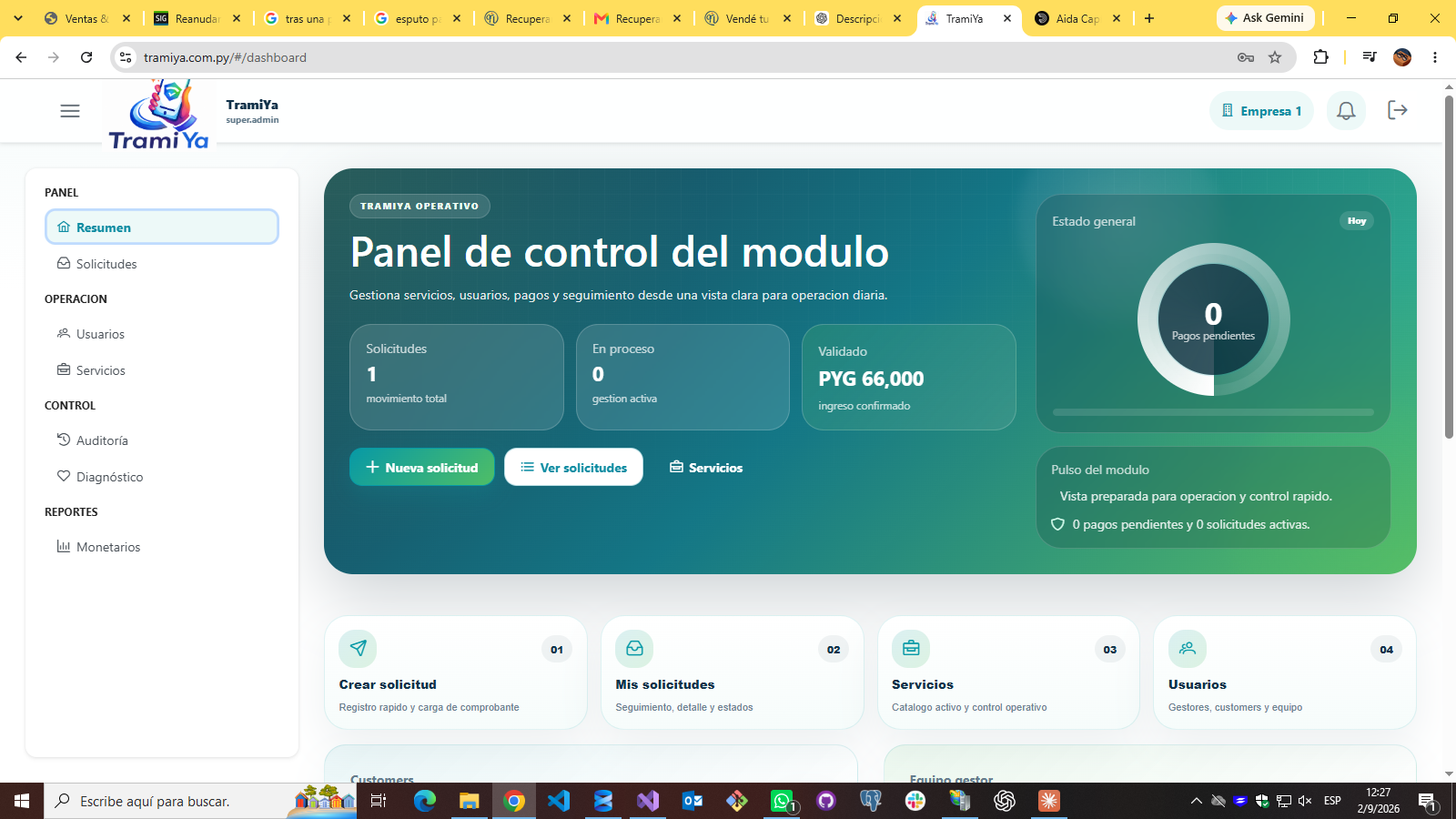 Aplicacion de gestion de Servicios Varios